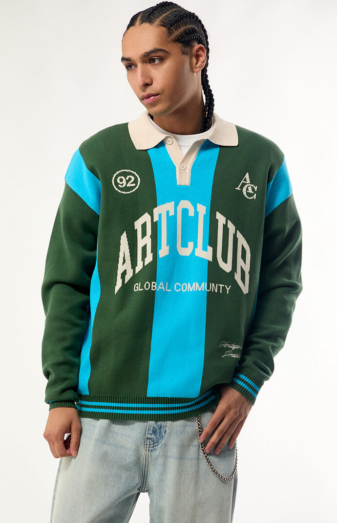 Pacsun Art Club Long Sleeve Polo Shirt