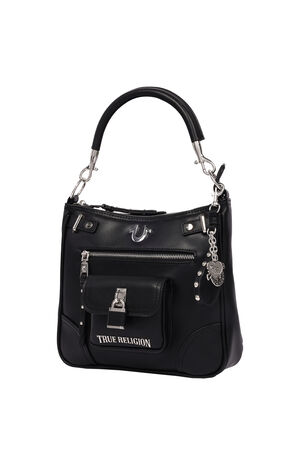 Black Moto Zip Hobo Bag image number 3