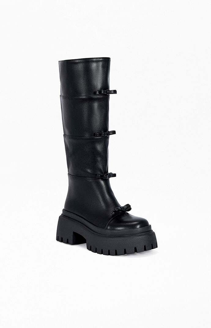 AZALEA WANG Women's Marguerite Black Combat Boots
