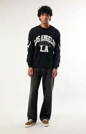 Black City of Angels Applique Long Sleeve T-Shirt image number 5