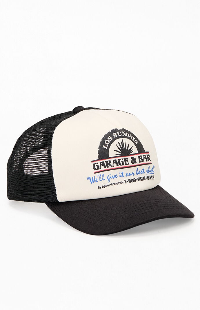 Los Sundays Garage Trucker Hat in Off White