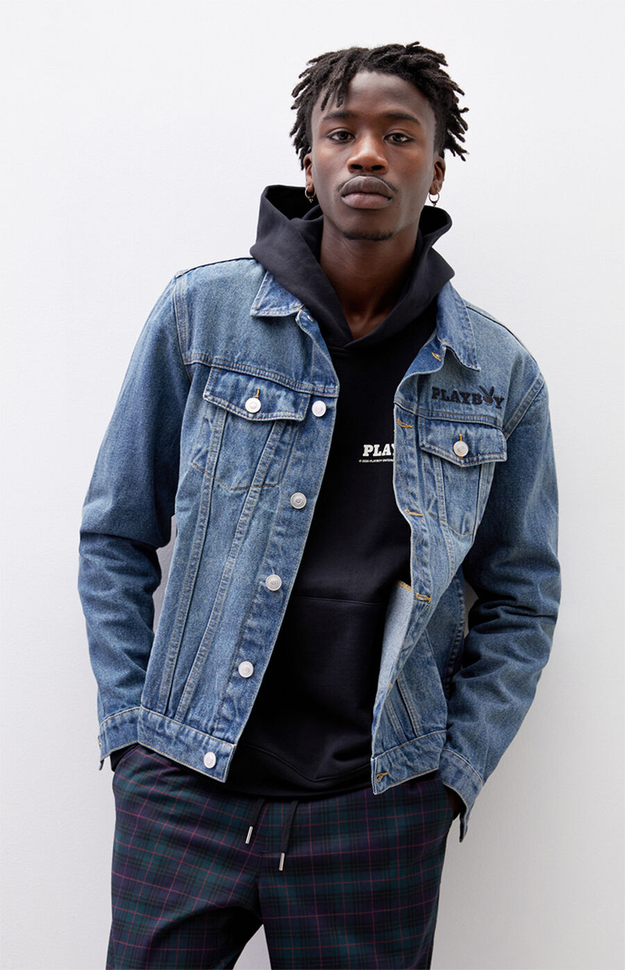 SEXY PLAY BOY CROP DENIM JACKET main image 1
