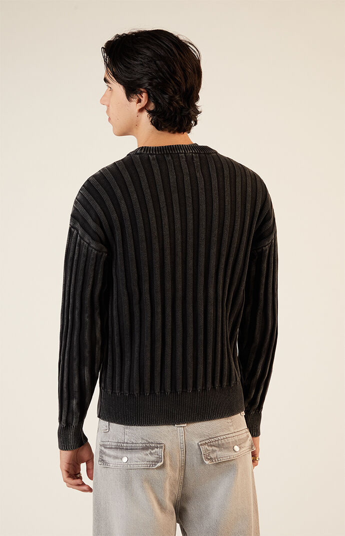 Pacsun Black Wide Ribbed Knit Crew Neck Sweater | PacSun