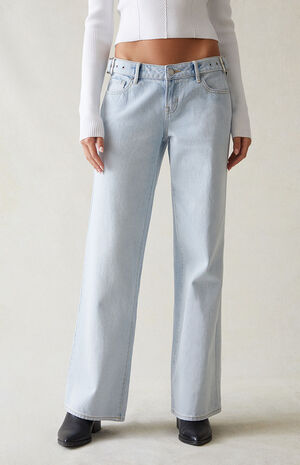 Eco Light Indigo Belted Wide Leg Jeans image number 1