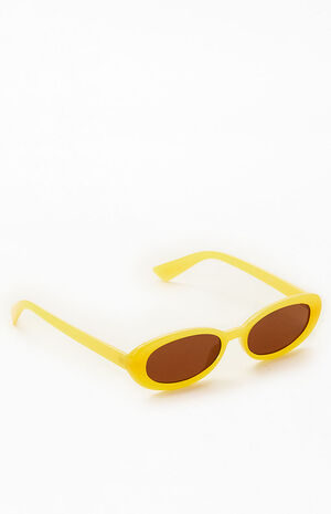 Yellow Oval Sunglasses image number 3
