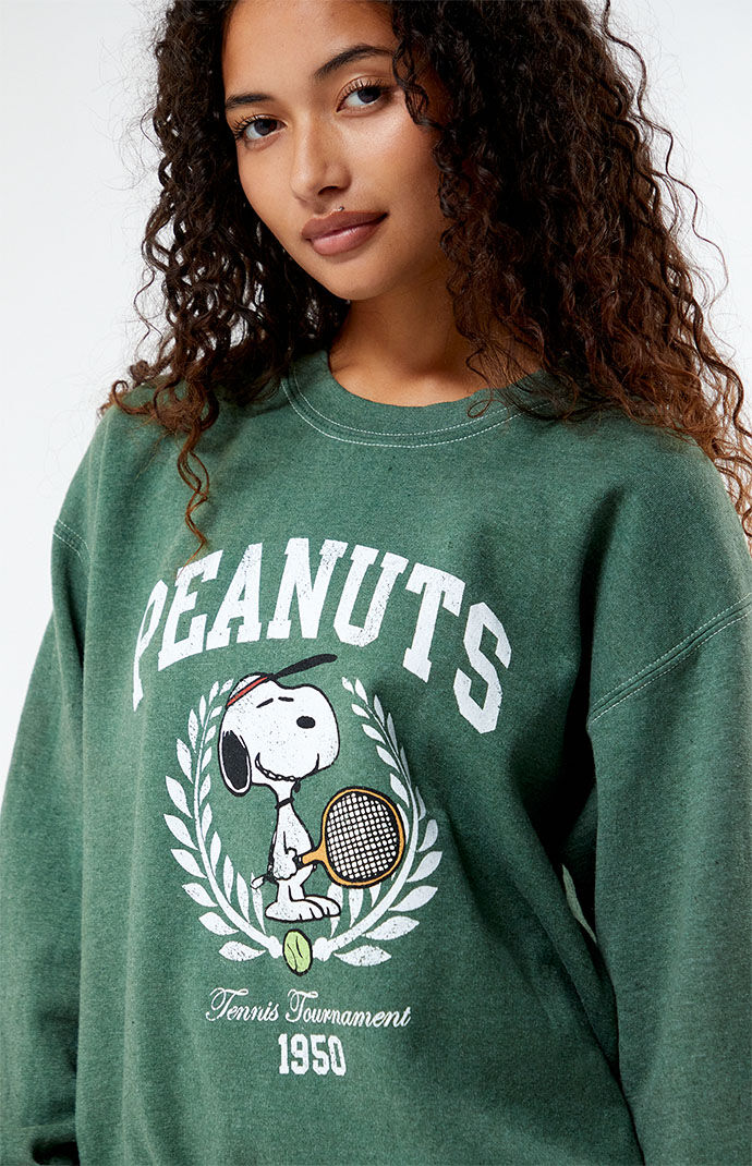 Peanuts Snoopy Tennis Wreath Crew Neck Sweatshirt PacSun