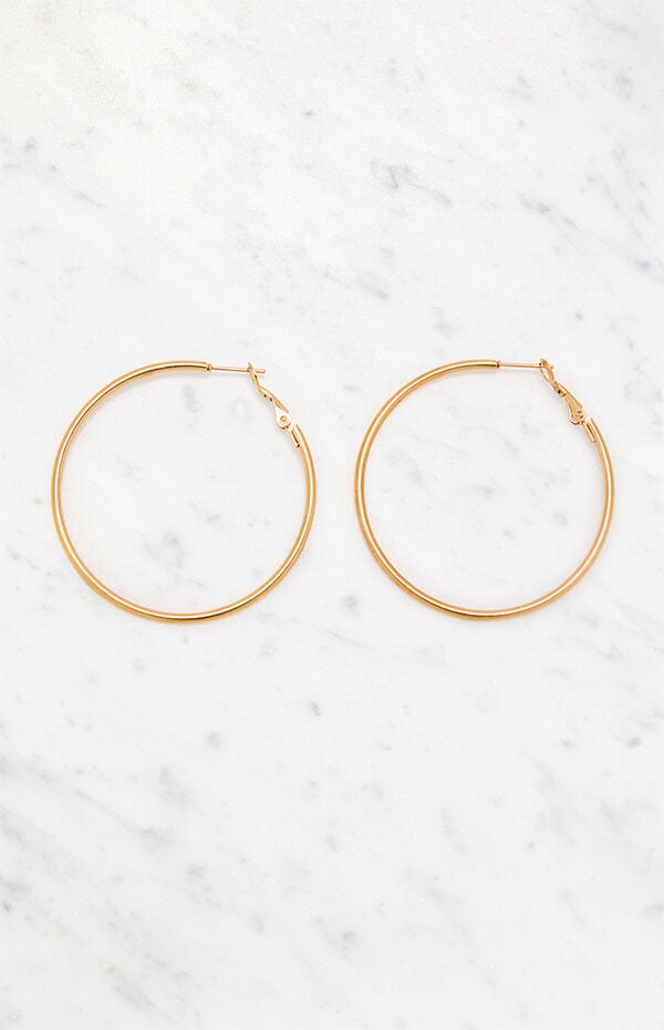 LA Hearts 14K Gold Plated Hoop Earrings