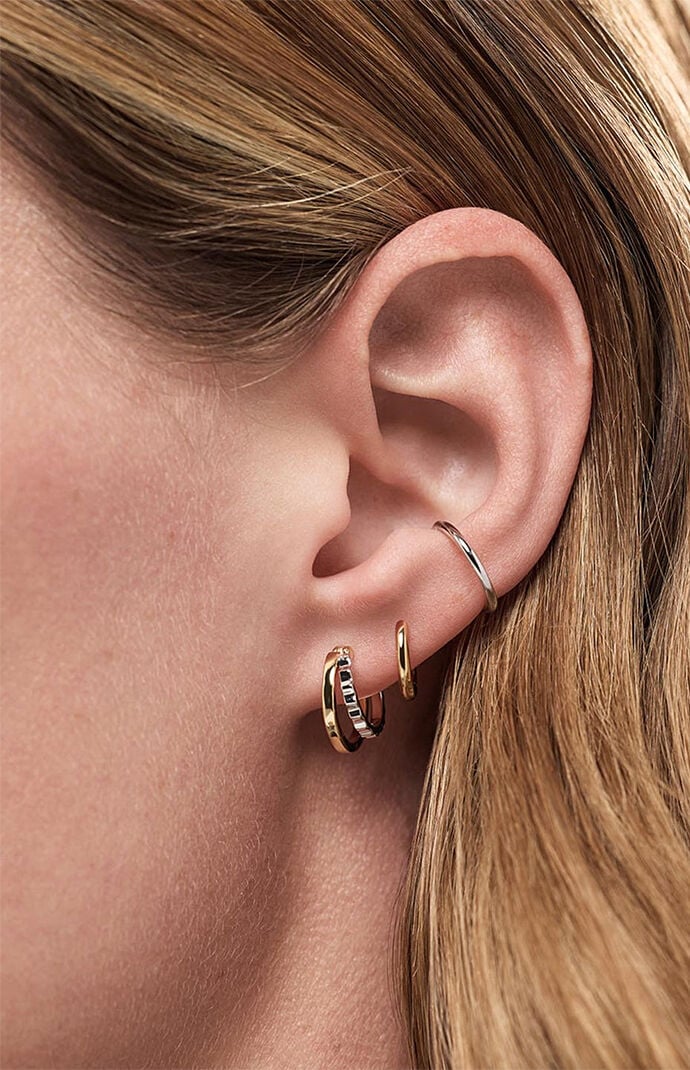 Ana Luisa Toda Two-Tone Heart Huggie Earrings