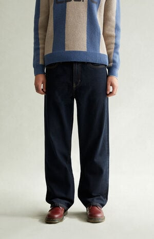 Dylan Baggy Jeans Contrast Stitch Dark Blue image number 1