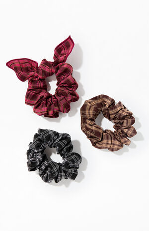 3 Pack Plaid Hair Scrunchies image number 1
