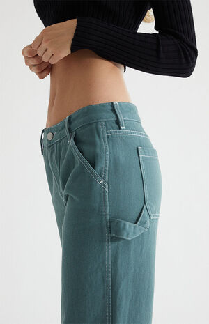 Teal Low Rise Carpenter Pants image number 5