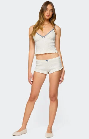 Avalon Dotted Pointelle Ruffle Shorts image number 1