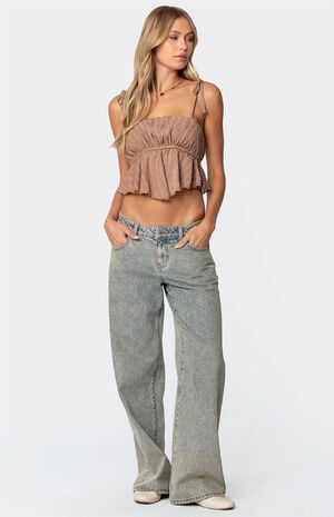 Rylie Textured Chiffon Flare Top image number 5