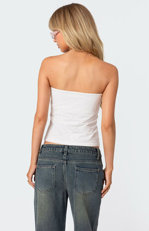 Lace Bow Built in Bra Tub Tube Top image number 5