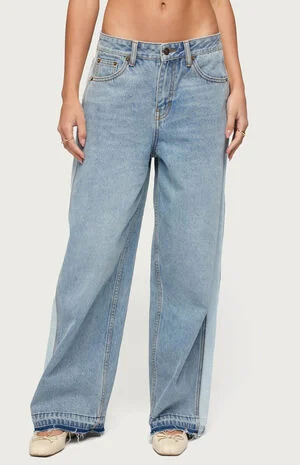 Cailin Contrast Panel Low Rise Baggy Jeans image number 1