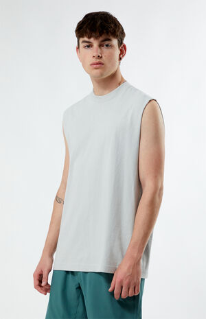 Silver Solid Muscle Tank Top image number 2