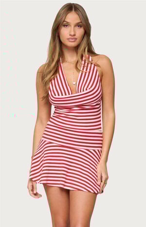 Cowl Neck Drop Waist Mini Dress image number 1