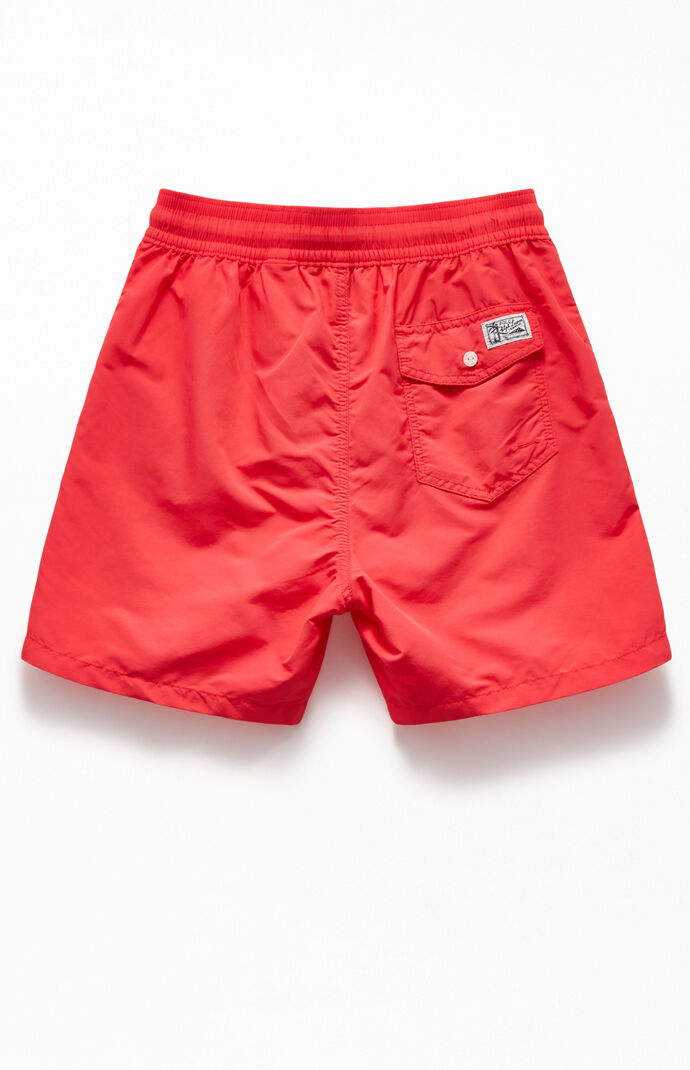 Red Solid 17" Swim Trunks