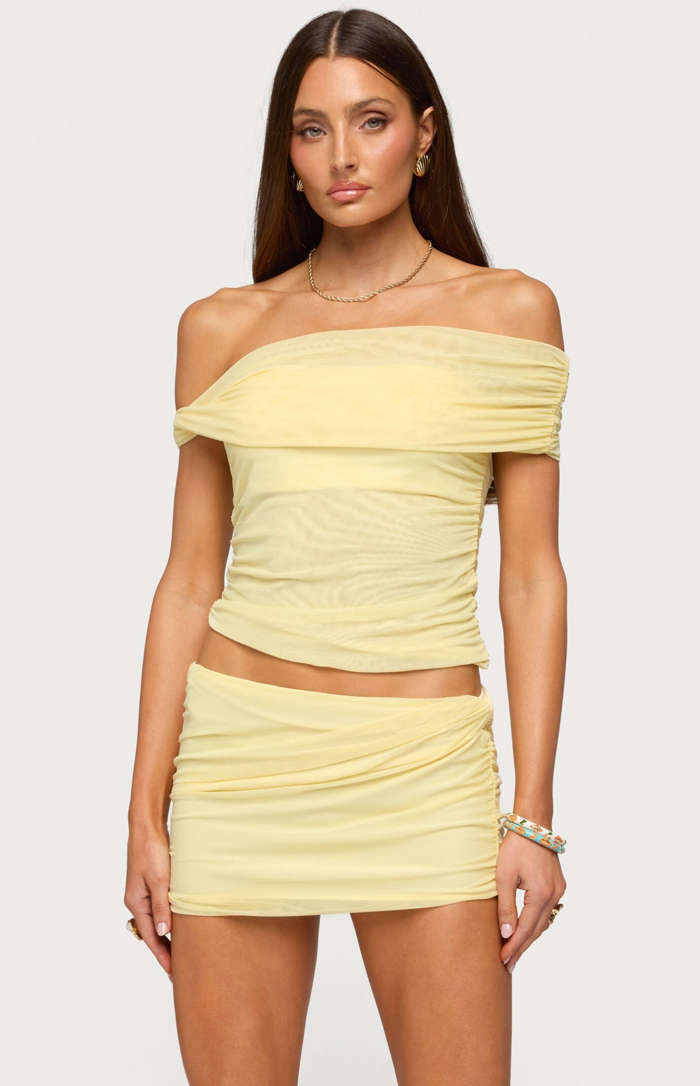 Edikted Raquela Ruched Off The Shoulder Top