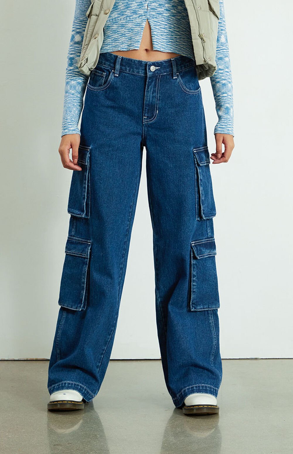 PacSun Dark Blue Baggy Cargo Pants PacSun