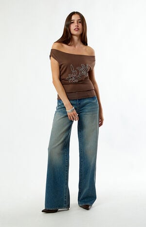 Studded Floral Off-The-Shoulder Top image number 5