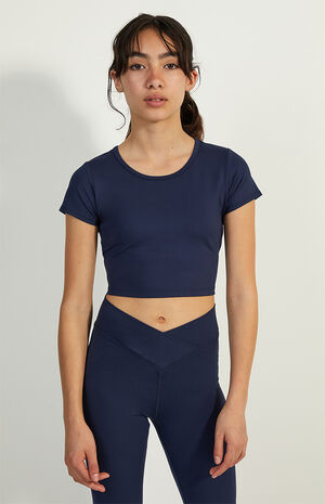 PAC WHISPER Active Navy Crew Neck T-Shirt image number 2