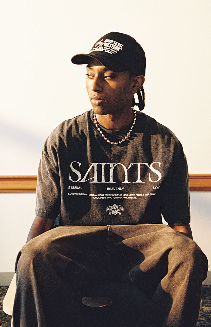 Pacsun Saints Washed Cropped Boxy T-Shirt