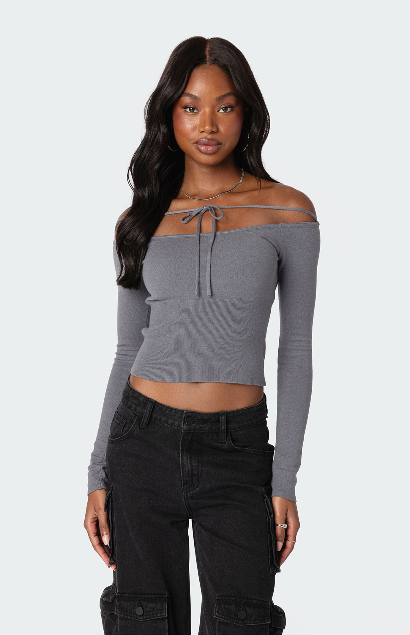 Tie discount knit top
