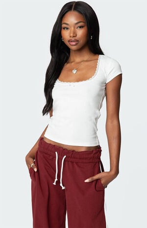 Priscilla Lace Trim T-Shirt image number 1