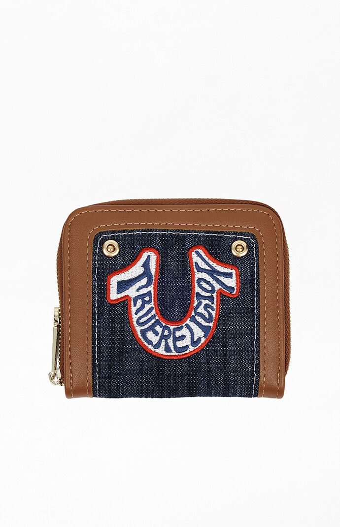 True Religion Retro Horseshoe Small Denim Zip Wallet