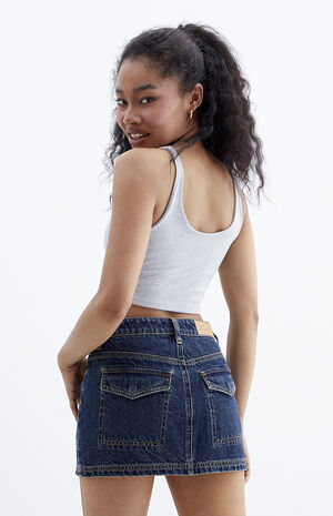 Dark Indigo Mid Rise Denim Mini Skirt image number 4