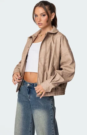 Mori Oversized Faux Leather Jacket image number 3