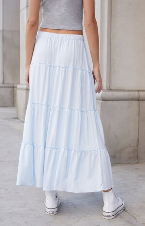 White Floral Izzy Tiered Maxi Skirt image number 4
