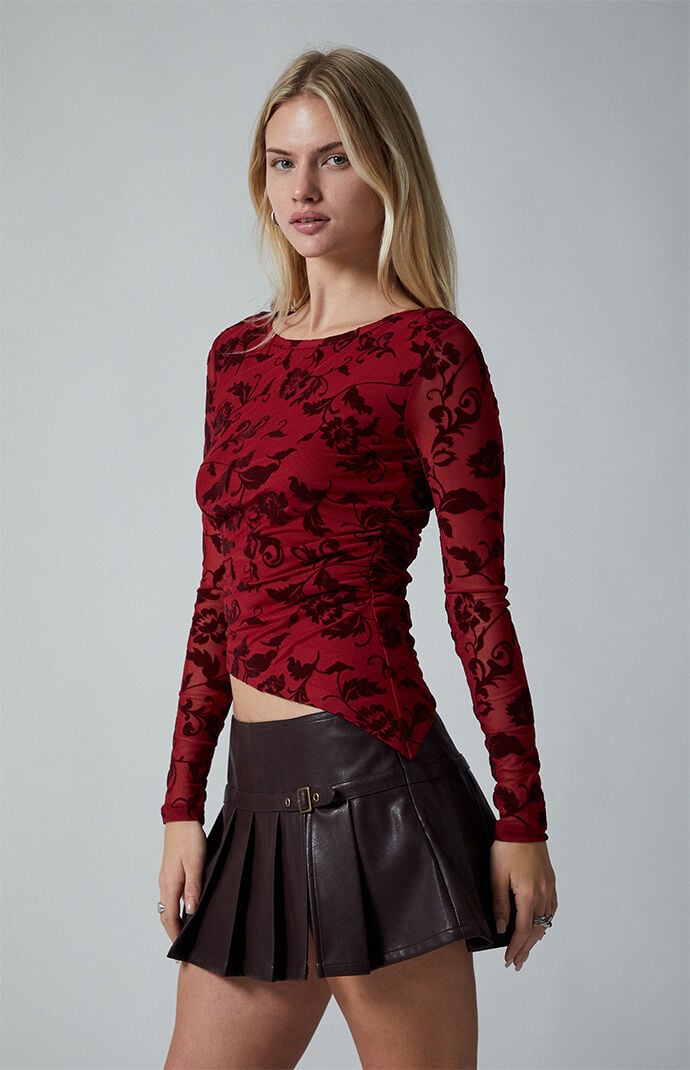 Third Charm Hannah Burnout Long Sleeve Top