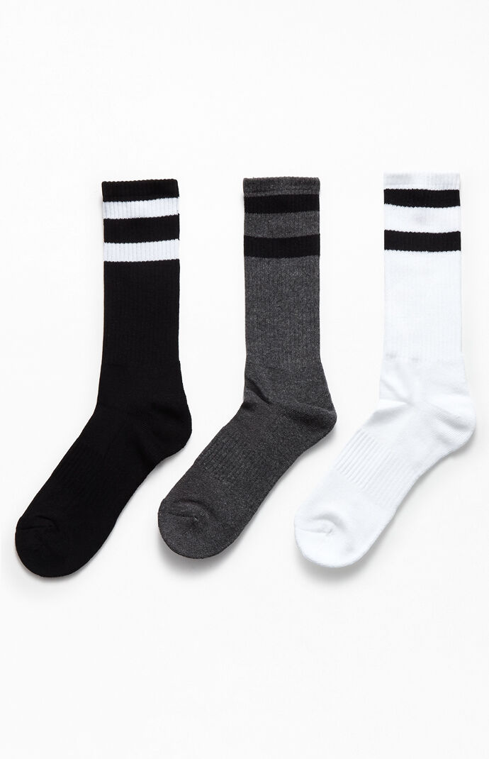 Three-Pack Striped Crew Socks
