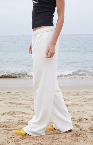 White Anastasia Tie Baggy Sweatpants image number 2