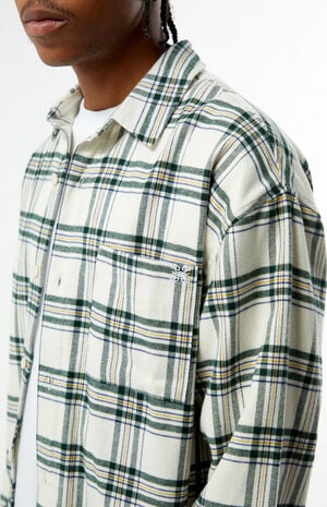 White Plaid Long Sleeve Flannel Shirt image number 2