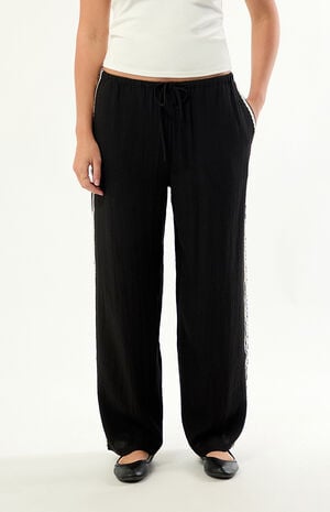 Linen Lace Wide Leg Track Pants image number 2