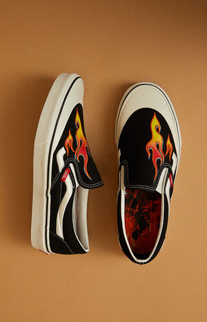 x A$AP Worldwide Black & Red Classic Slip-On Shoes image number 4