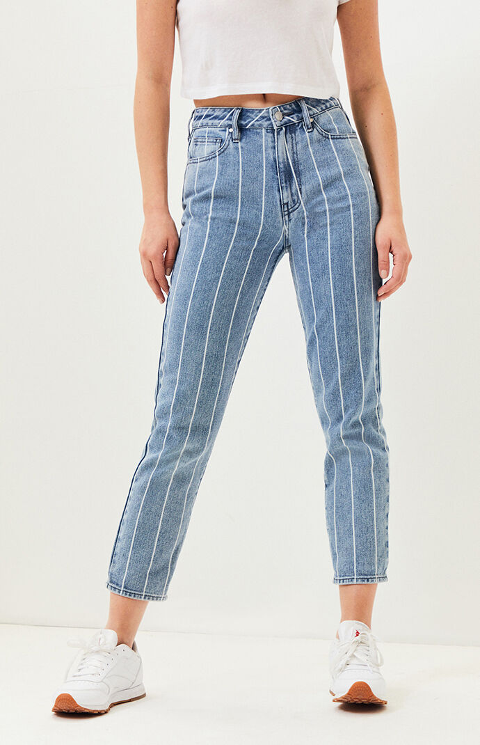 mom jeans with stripes