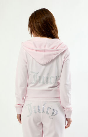 Velour Core Zip Up Cropped Hoodie image number 2