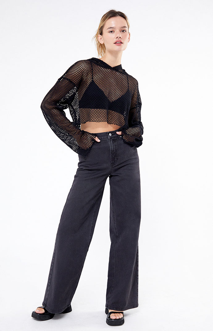 Basic Pleasure Mode Cropped Fishnet Hoodie PacSun