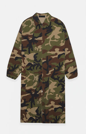 Woodland Camo Nylon Trench Jacket image number 1