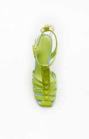 Women's Green Paddie Platform Heels image number 5