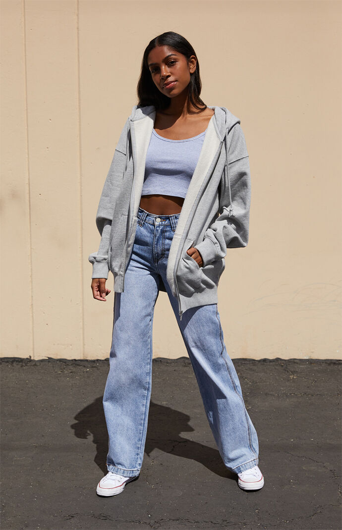 Grey zip up sales jacket