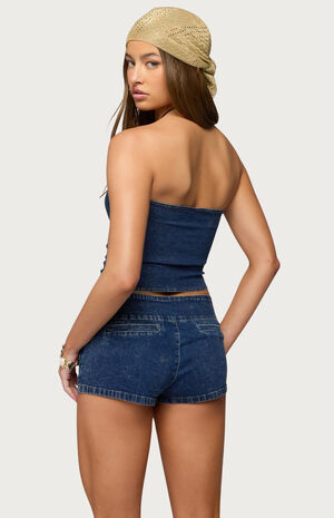 Zaida Asymmetric Denim Strapless Top image number 3
