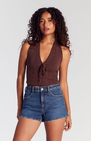 Dark Indigo Denim Mom Shorts