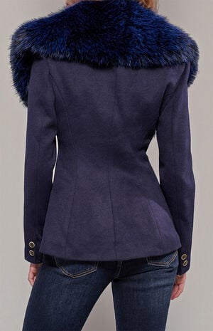 Liliane Navy Faux Fur Blazer image number 5