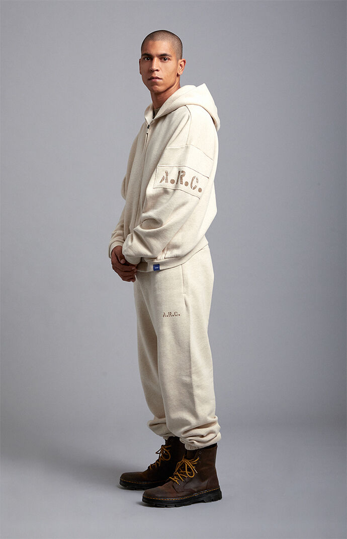 A.R.C. Heather Oatmeal Heavyweight Full Zip Hoodie