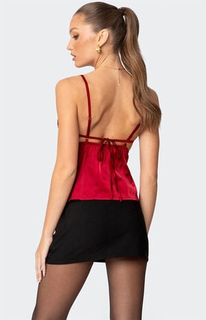 Blanca Satin Lace Trim Tank Top image number 4